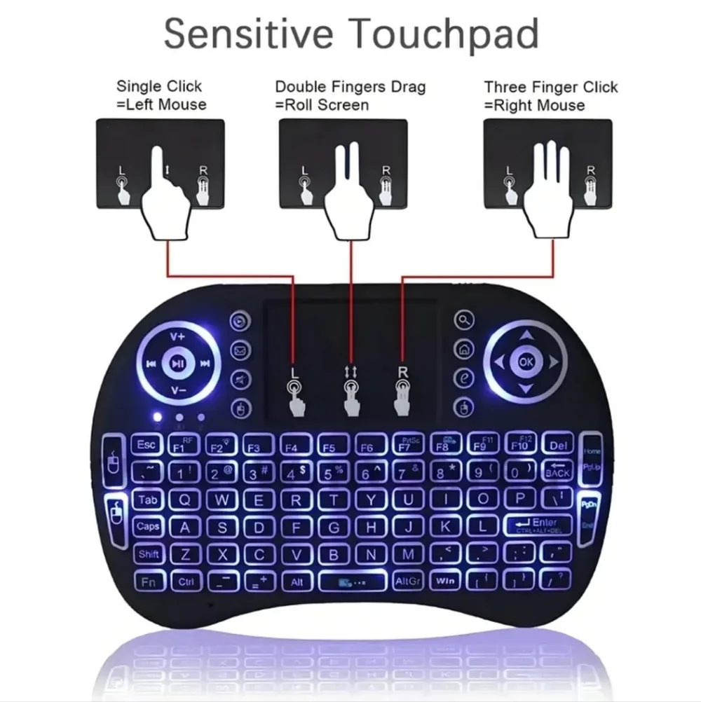 I8 Mini Wireless Keyboard - Ultra Slim Compact Design, 10m Long Range, Quiet